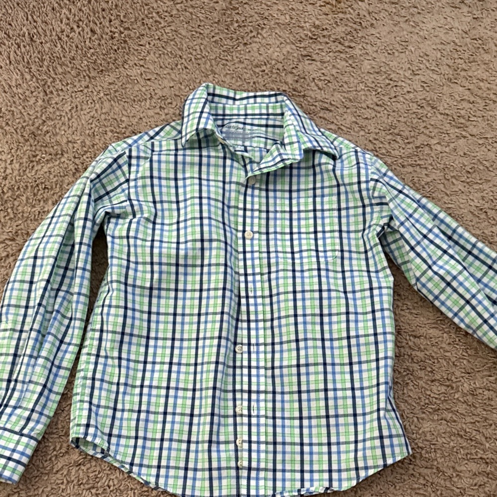 Cat & Jack Green and Blue Plaid Button Down Shirt